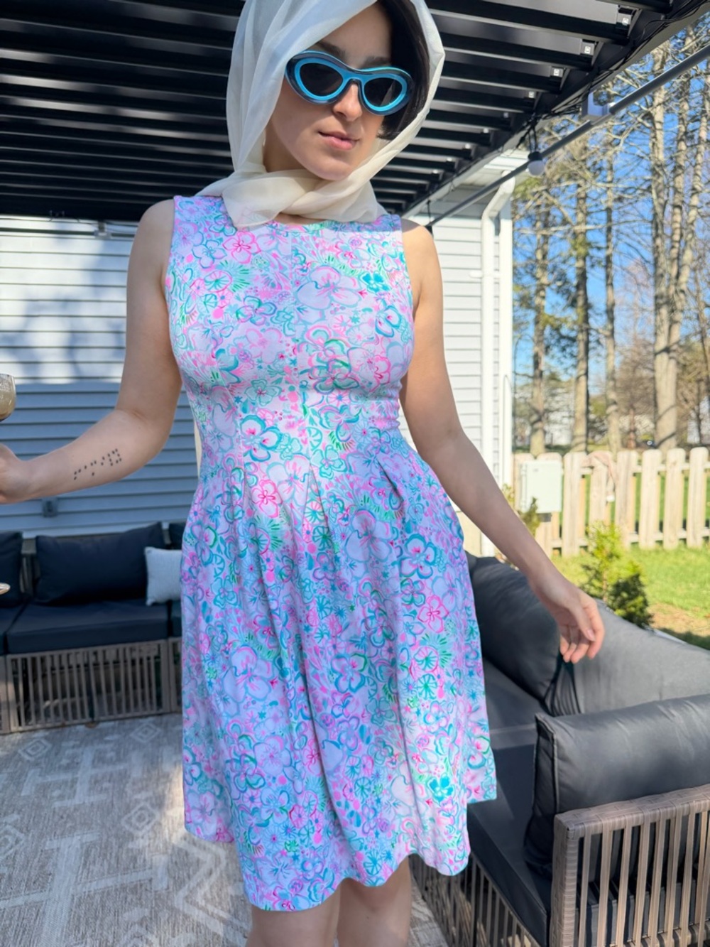 Lilly Pulitzer Kinsey Dress Sleeveless Fit and Flare in Resort White Love Bug